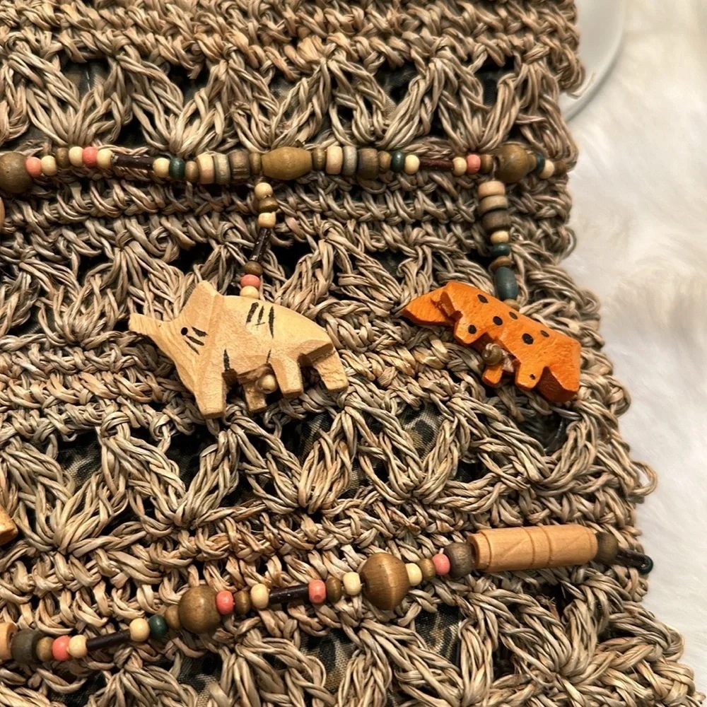 Cappelli Straw Bag Wooden Accents Women - Picture 3 of 6